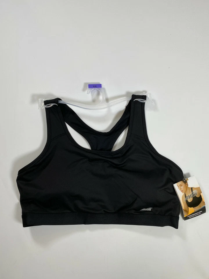 Womens Avia Black Compression Sports Bra NEW! NWT - Image 1 of 4