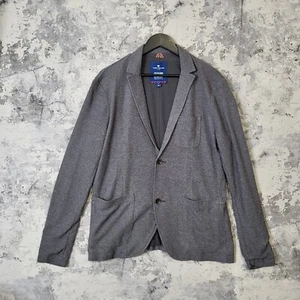 TOM TAILOR Blazer Uomo Grande Grigio Maglia Cotone Manica Lunga Giacca Singola A - Foto 1 di 9