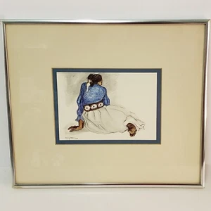 Vtg RC Gorman Lithograph Art Woman with Concho Belt Framed - Picture 1 of 3