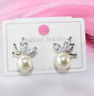18K White Gold Filled 19mm made with Swarovski Crystal Pearls Earring  V/3533