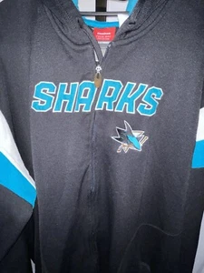 Men's Reebok San Jose Sharks NHL Hockey Full Zip Jacket 3XL Broken Zipper - Picture 1 of 4