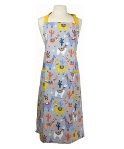 Dexam Adult Apron Grey No Probllama Print Long Length 100% Cotton Accessory - Picture 1 of 1