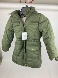 Justice Kids Water Resistant Jacket Us Size 6/7 Green Pink - Picture 1 of 6