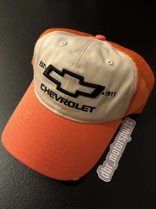 NEW! CHEVROLET BOWTIE Officially Licensed Orange | Beige Snapback Hat - Picture 1 of 4