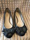 Ladies Size 6:39 Black Lotus Shoes  Small Wedge  Bow Front Detail