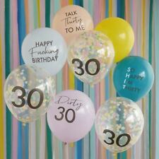 Naughty 30th Birthday Balloons | Confetti Multicoloured Decorations x8