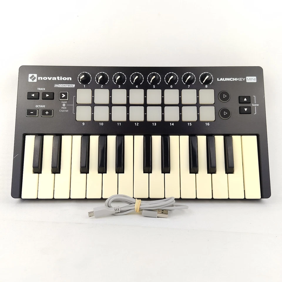 Novation Launchkey Mini MK2 Midi Keyboard With USB Cable Tested Free Shipping - image 1 of 4