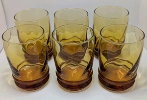 Vintage Libbey AMBER Malibu Quilted Heavy Base Tumblers (Set of 6) - Deep Tawny  - Picture 1 of 8