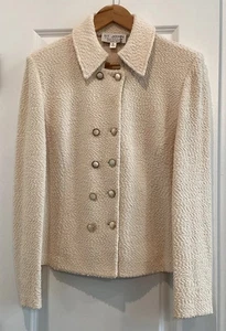 St. John Collection By Marie grauer zweireihiger Blazer elfenbein Größe 16 - Bild 1 von 10