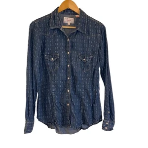 Panhandle Womens Blue Arrow Print Denim Snap Western Shirt Size M - Picture 1 of 8