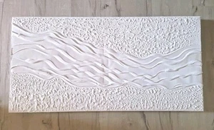 IPonArt Strukturbild, Leinwand, Weiß, Unikat, 50x100cm. "Soft Whiteline", Unikat - Bild 1 von 4
