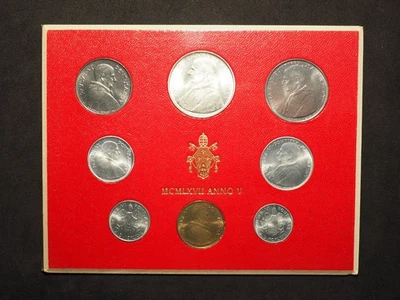 Vatican 1967 (MCMLXV11) 8 COIN MINT UNCIRCULATED SET- FREE SHIP! #67 - Image 1 of 2