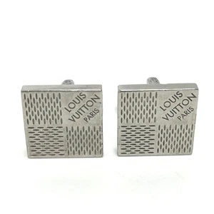 LOUIS VUITTON M61035 Damier 4 Boutong de Manchette Cufflinks cuffs Silver - Picture 1 of 12