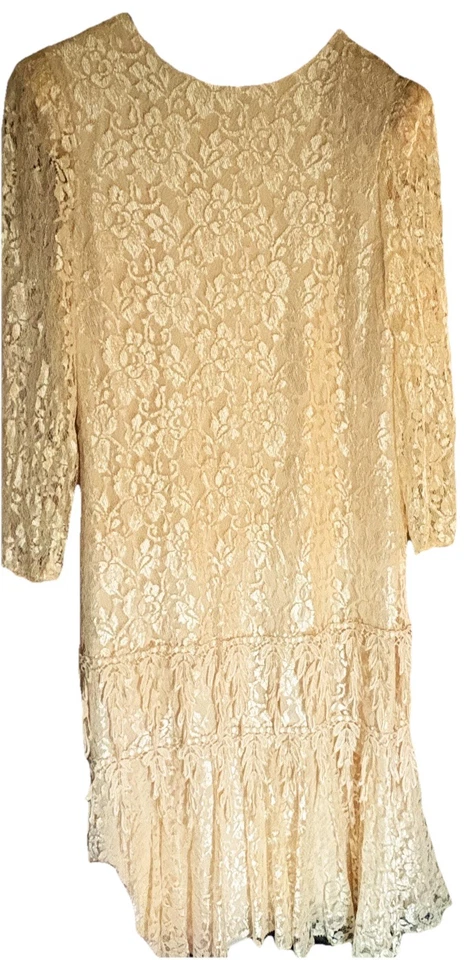 Vestido de renda vintage Úrsula da Suíça marfim tamanho 7/8 manga comprida blusa - Imagem 1 de 4