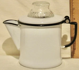 UNIQUE ANCIENNE CAFETIÈRE PERCOLATEUR 1 TASSE EN ÉMAIL COMPLET avec PIÈCES - Photo 1/7