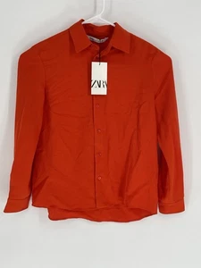 Neu mit Etikett Zara Damen-Langarmshirt Größe L Knopfleiste orange Viskose - Bild 1 von 11