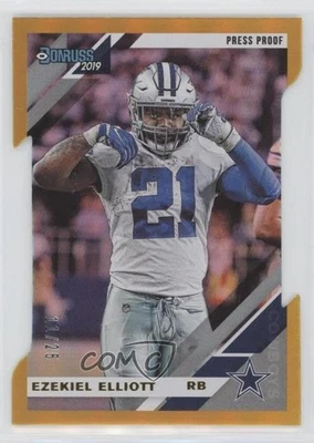 2019 Panini Donruss Photo Variation Press Proof Gold Die-Cut /25 Ezekiel Elliott - Image 1 of 2