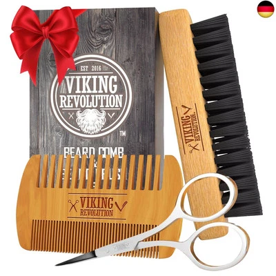 BESUCHE DEN VIKING REVOLUTION- Viking Revolution - Bartkamm & Bartbürste Set Für Männer - Natürliche Bart b