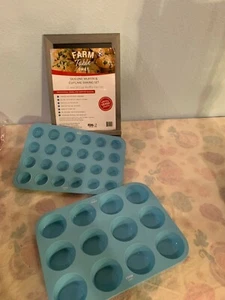 Silicone Mini and Large Egg, Muffin and Cupcake Pan 12 24 Tin Cup - BPA Free - Picture 1 of 4