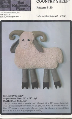 THAT PATCHWORK PLACE #P-20 21"x24" COUNTRY SHEEP SEWING PATTERN ©1982 - Image 1 of 2