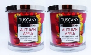 2 Tuscany Candle AUTUMN APPLE Soy Blend 3 Wick Scented Wax 14 oz Large - Picture 1 of 1