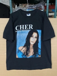 Vintage Cher Do You Believe Tour 1999-2000 Cyndi Lauper Black Shirt Size Large L - Picture 1 of 14