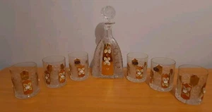 Juego de vidrio decantador vintage bohemio checo cristal dorado y esmalte 24 % vidrio de plomo - Imagen 1 de 18