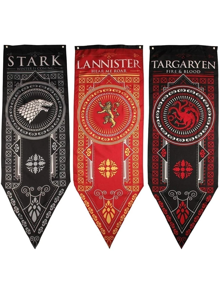 Juego de Tronos Casa Banner 3pk, Casa Stark, Targaryen, Lannister Foto 1 de 4