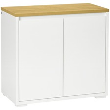 HOMCOM Mobile Multiuso con Armadietto a 2 Livelli in Truciolato 80x37x75cm