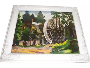 Marco de fotos de madera blanco en mal estado antiguo molino rueda de agua impresión rústica 12"x10" - Imagen 1 de 11