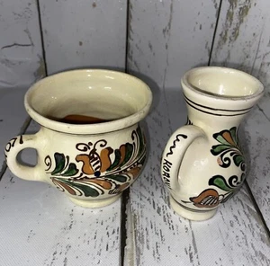 Vtg Korond Floral Pitcher Pottery HandPainted Hungarian Clay Pitcher & Jug - Picture 1 of 12
