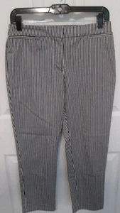 Black & White Striped Pull On Stretch Capri Pants by Ruby Rd. Sz 6P - EUC - Picture 1 of 6