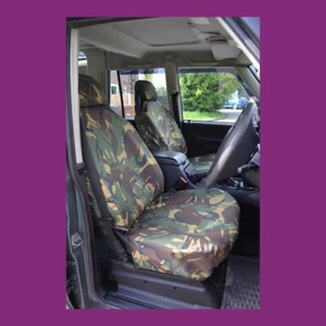 Land Rover Discovery 2 Front NoArmrests Green Camo Fundas de asiento impermeables - Imagen 1 de 2