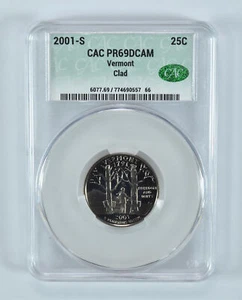 2001-S Washington State Quarter Vermont CLAD PR69 DCAM CAC - Picture 1 of 5