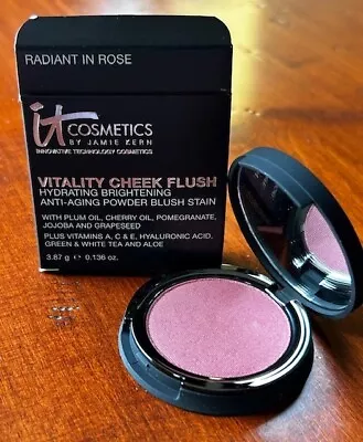 IT Cosmetics Original Vitality Cheek Flush Powder BlushStain RADIANT IN ROSE NEW - Image 1 of 4