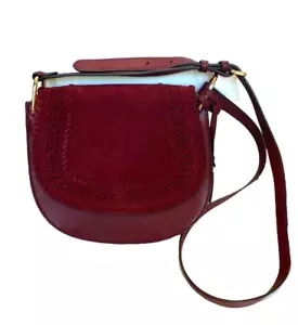 Vince Camuto Kirie Suede Leather Sandlebag Purse Handbag Boho Wine Colored - Picture 1 of 12