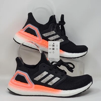 Adidas UltraBoost 20 Core Black Coral Running Shoes Mens Size 4 EG0756 New - Image 1 of 4