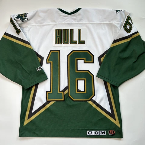 Vintage CCM Dallas Stars Jersey Men’s Medium Brett HULL #16 Hockey White Green Cover
