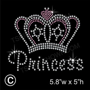 Princesa y Corona Transferencia de Estrás Hotfix Aplique Hierro sobre Patrón + Regalo Gratis - Imagen 1 de 6
