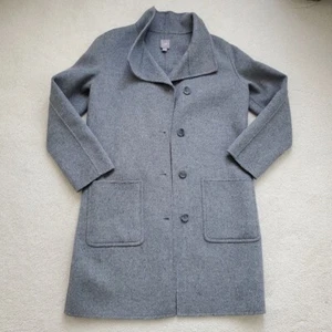 J. Jill Great Gray Wool Angora Blend Long Button-up Coat/Overcoat szS - Picture 1 of 16