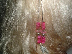 Southwest Red Coral Silver Feather Dangle Extender Hair Clip - Picture 1 of 3
