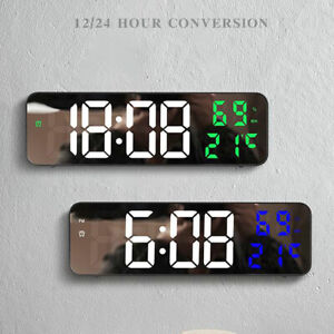 Digital Wall Clock Large LED Display w/ Time Temperature Humidity Digital Alarm