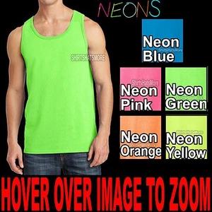 Mens Solid Tank Top Preshrunk Cotton Blend NEONS S M L XL 2XL 3XL 4XL NEW - Picture 1 of 1