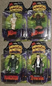 NECA Set 4 Toony Terrors Momia Frankenstein Drácula Hombre Lobo Monstruos Universales - Imagen 1 de 6