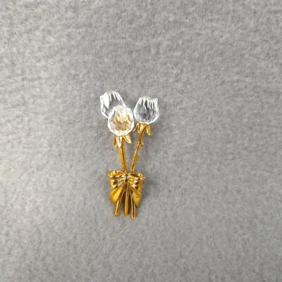 Swarovski 3 Crystal Roses Flower Gold Tone Stem MultiFaceted Bouquet - Image 1 of 4