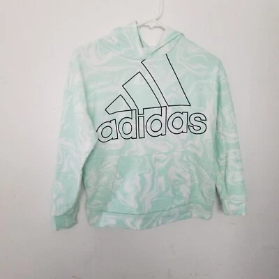 Pulôver moletom com capuz feminino XL Adidas verde com redemoinhos brancos XL 16 manchas - Imagem 1 de 4