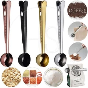 Stainless Steel Coffee Spoon Bag Seal Clip Espresso Tea Scoop Measurable Drink - Picture 1 of 27