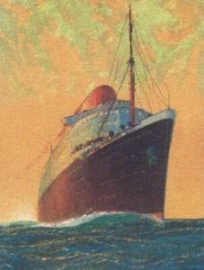 1930 SS Bremen menú de almuerzo en alemán/inglés-Nord Deutscher Lloyd-frontera festiva - Imagen 1 de 4