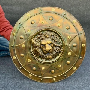 Medieval Lion Shield Replica 24" Steel Armor LARP Cosplay Prop Wall Decor Gift - Picture 1 of 5
