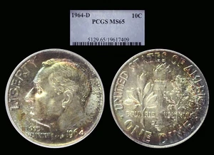 1964-D Roosevelt Dime graded MS65 by PCGS ...... COLOR!!! - Picture 1 of 1